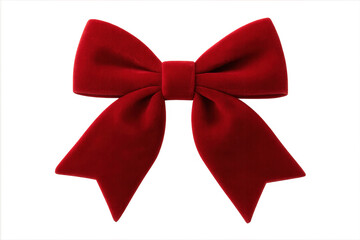Elegant red velvet bow on transparent background