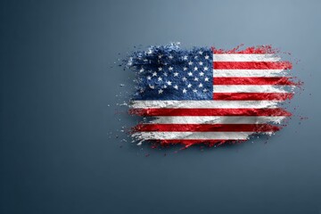 American flag artwork revealing itself on a textured wall with a creative splash of paint