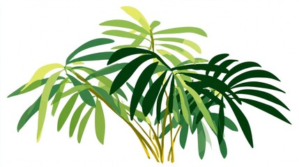 Fototapeta premium Vector tropical palm tree with lush leaves on a white background for a summer island design