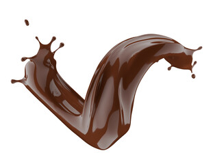 chocolate splash isolated on white background. 3d render
