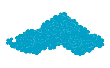 Traditional Asian clouds, cumulus clouds, line drawing, blue, isolated on transparent. Hand drawn vector illustration. Buddhist thangka art. Chinese, Japanese, Korean design element, clip art