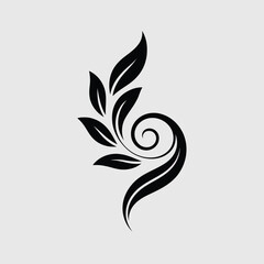 Vector of black decorative floral swirl with leaves and curls