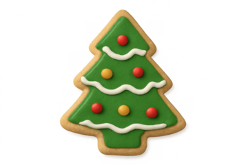 Christmas tree shaped gingerbread cookie celebrating winter holidays on transparent background