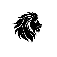 Vector illustration of a minimalist black lion head logo. Elegant, bold, and modern design perfect for branding, sports team emblems, tattoo design, or company identity.