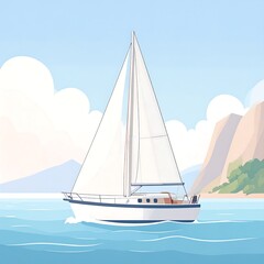 Fototapeta premium Sailing yacht on a calm sea