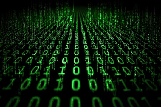 a binary code background with green numbers on a black background, a computer screen Generative AI