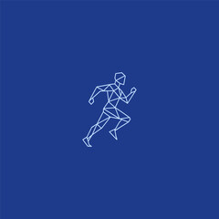 Running man line art minimalist logo design.