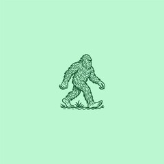 Bigfoot line art minimalist logo design.