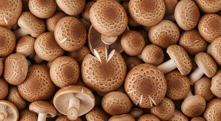 Abundant fresh brown mushrooms fill frame showcasing intricate gill patterns and earthy textures