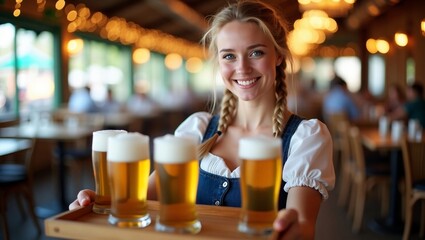 Oktoberfest  - girl carrying beers