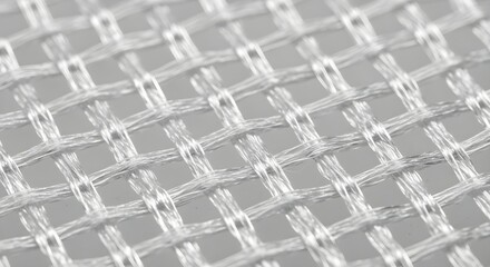 Close-up of a fine, white woven mesh fabric texture with excellent detail and clarity for backgrounds