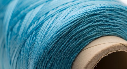 Vibrant blue thread tightly wound on a cardboard spool, ideal for crafting and design projects.