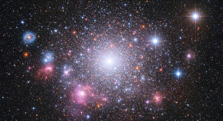 Dazzling galaxy cluster bursts with vibrant stars and cosmic nebulae across infinite darkness