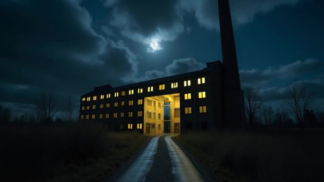frightening abandoned factory at night