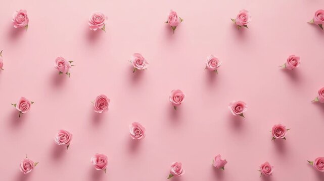 Delicate pink roses pattern on soft pastel background