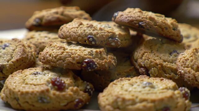 Baked oatmeal cookies stacked