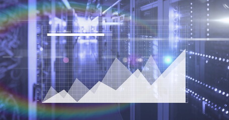 Displaying grid chart overlay in data center hallway, with server racks and LED indicators