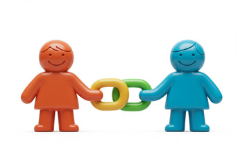 Orange and Blue Figures Connecting Links Together