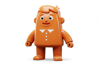 orange cartoon character happy isolated on white
