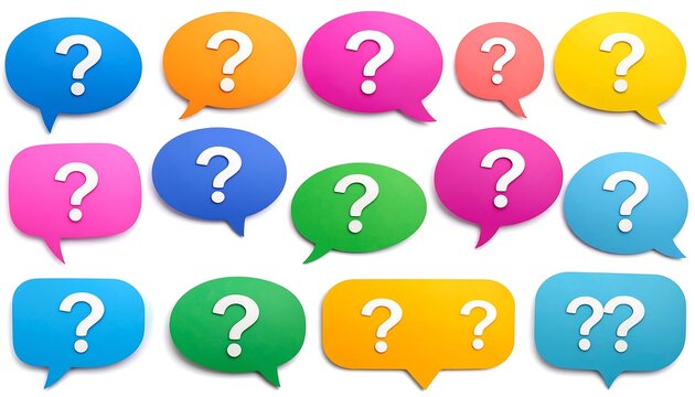 Colorful question mark speech bubbles