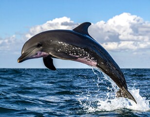 Dolphin leaping out of the ocean