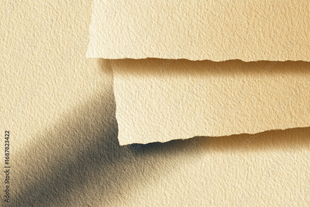 Poster textured paper sheets with soft shadows create an inviting atmosphere in a creative workspace