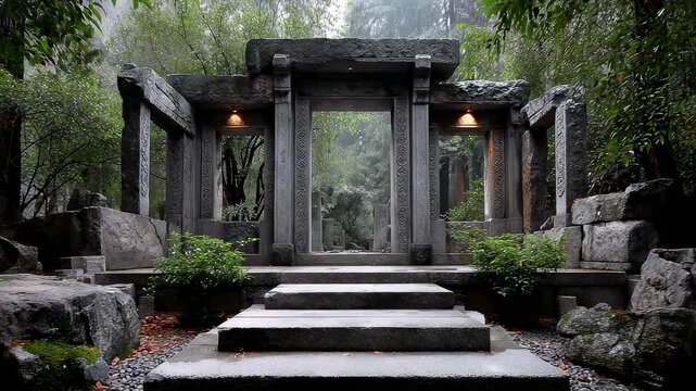 Serene Zen Courtyard Landscape Architecture Harmonious with Nature
