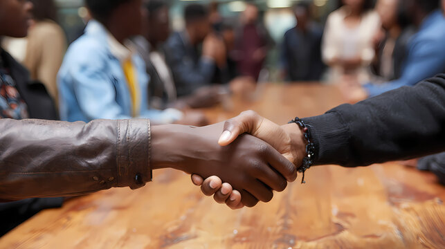 Diverse hands join in unity for collaboration and business success
