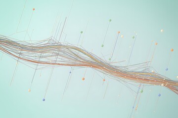 Abstract data visualization flowing lines dynamic digital network connection concept blue green