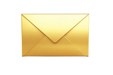 A gold envelope with a gold stamp on it