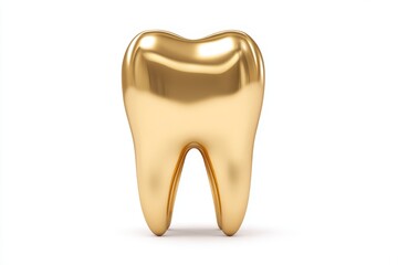 Golden tooth model isolated on white background
