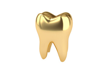 A gold tooth is shown on a white background