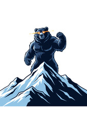 Powerful Bear on Mountain Peak