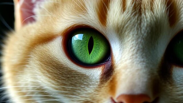 Captivating Gaze: A close-up view of a domestic cat's mesmerizing green eye.