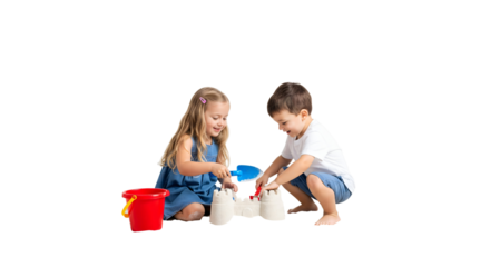 Two children playing on a beach