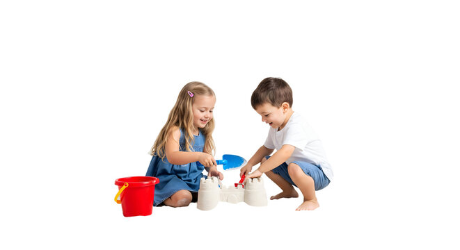Two children playing on a beach