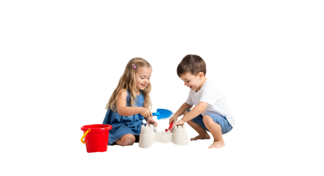 Two children playing on a beach