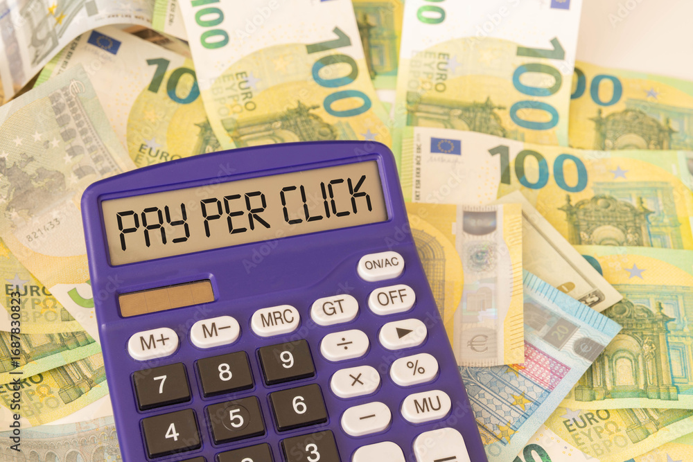 Poster there is notebook with the word pay per click advertising. it is as an eye-catching image