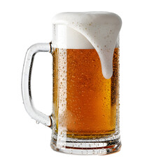 Cold Beer with Frothy Head in Glass, Perfect for a Transparent Background