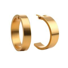 Pair of gold hoop earrings isolated
