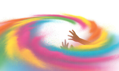 Obraz premium Colorful powdered holi celebration