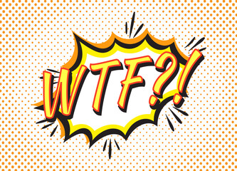 Comic pop art style with wtf text vector illustration