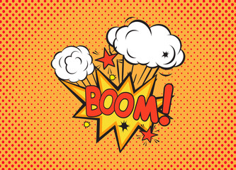 Comic pop art style with boom text vector illustration © hidden.grapich