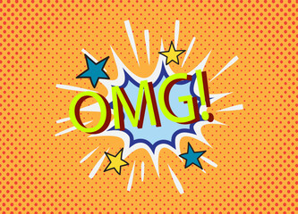 Comic pop art style with omg text vector illustration