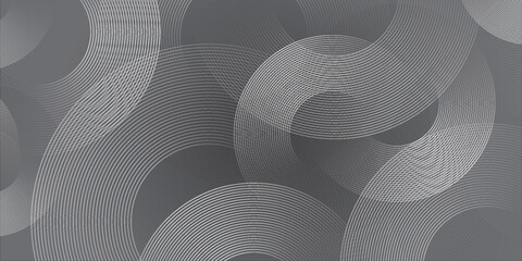 White geometric abstract background overlap layer on bright space with lines effect decoration. Modern graphic design element circles style concept for banner.