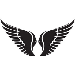 black wings vector illustration, wings silhouette vector, wings vector on white background