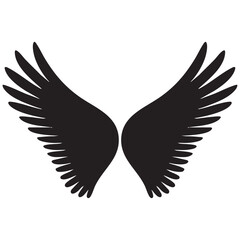Obraz premium black wings vector illustration, wings silhouette vector, wings vector on white background