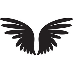 black wings vector illustration, wings silhouette vector, wings vector on white background