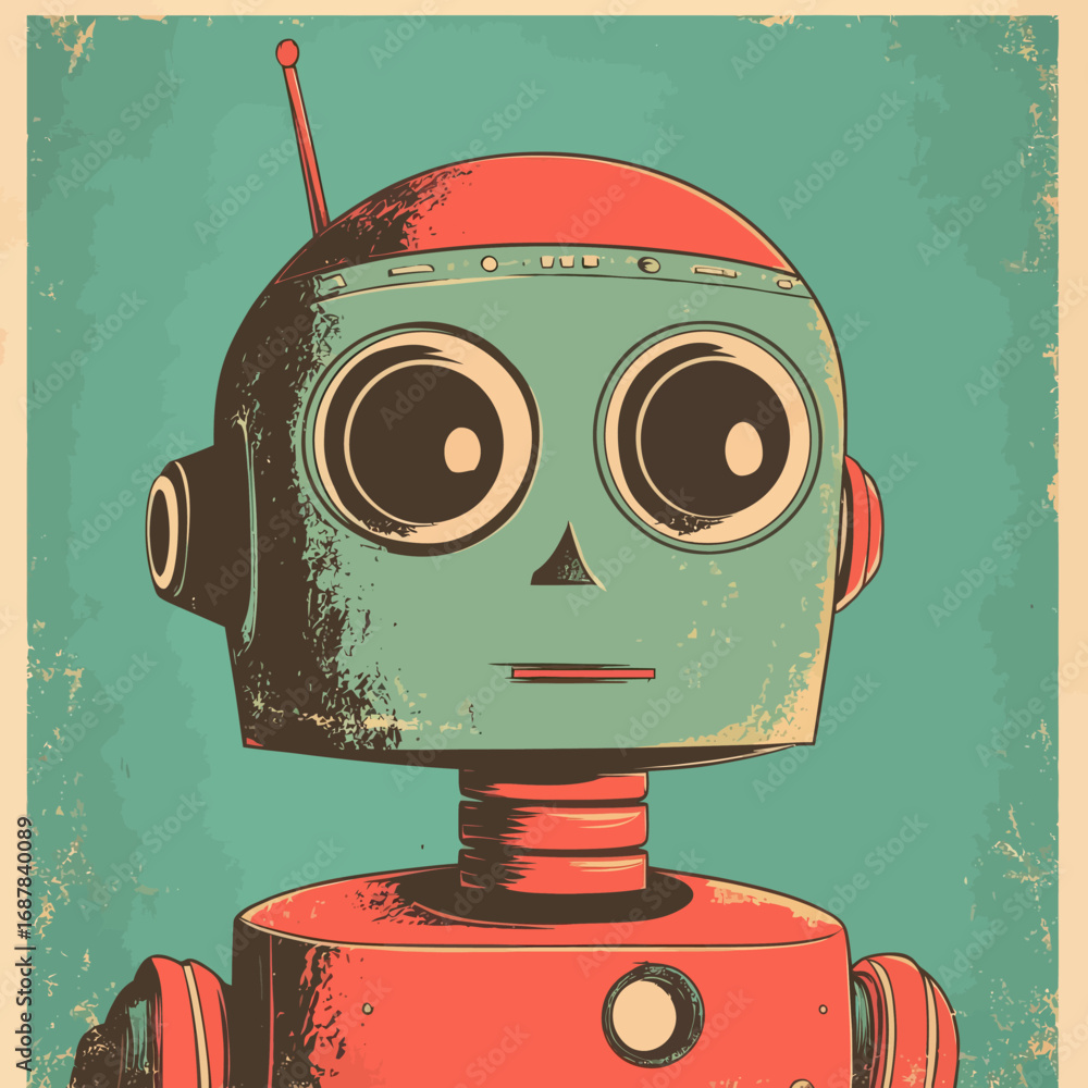 Poster the combination of vibrant graphics and fun illustration results in a captivating image of a retro r