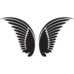 black wings vector illustration, wings silhouette vector, wings vector on white background